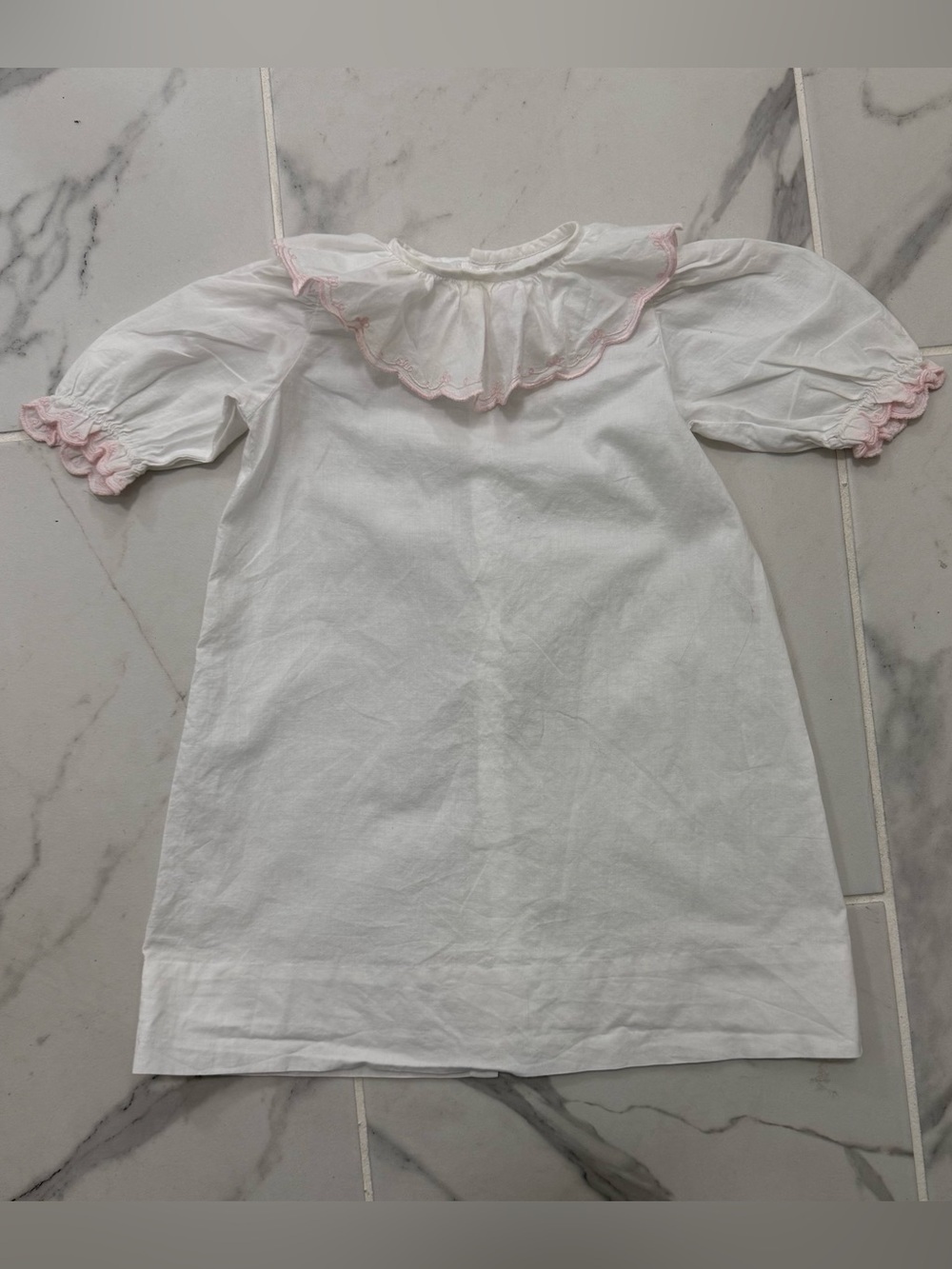 Kristaben Baby Dress 3-6 Months Pink Embroidery Long Sleeve Button Back
